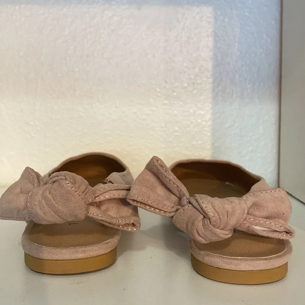 Torrid Faux Suede Tan Sling Back Bow Ballet Flat Shoe